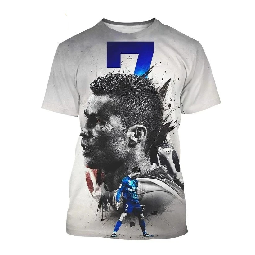 New Summer Ronaldo 3D Print Boy Girls Sports T-shirt Daily Leisure Street Fashion  Comfortable Short Sleeves Fashion Clothing