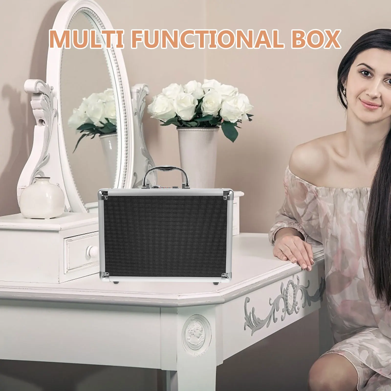 

Aluminum Tool Storage Case Hard Shell Briefcase for Drill Sockets Small Organizer Toolbox Portable Equipment Trunk Box