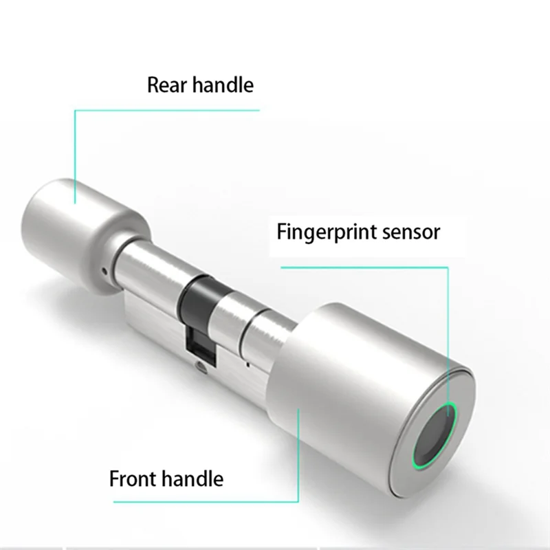 Fingerprint Lock Cylinder Remote Bluetooth Door Lock Anti-Theft Door Wooden Door Spherical Lock Durable Silver