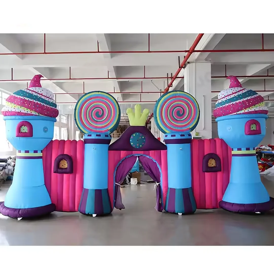 

6x3M Giant Inflatable Ice Cream Arch Air Blow Candy Lollipop Entrance Archway Kids Party Decor Business Advertising Props