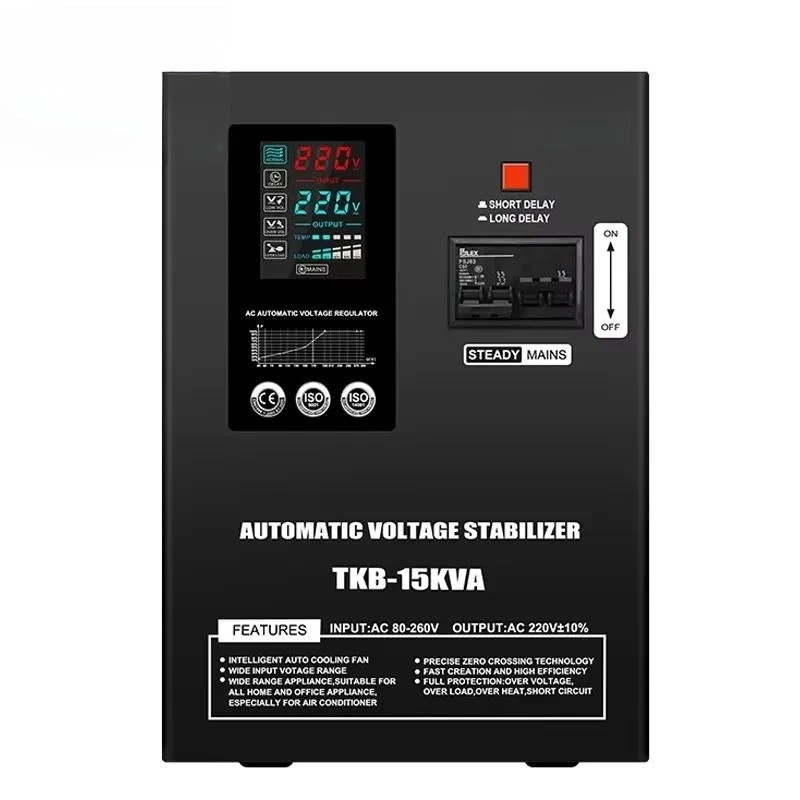 15KVA Wall Mounted Automatic Voltage Regulators Stabilizers Ultra 80V-260V Type Single Phase 220V AC Power