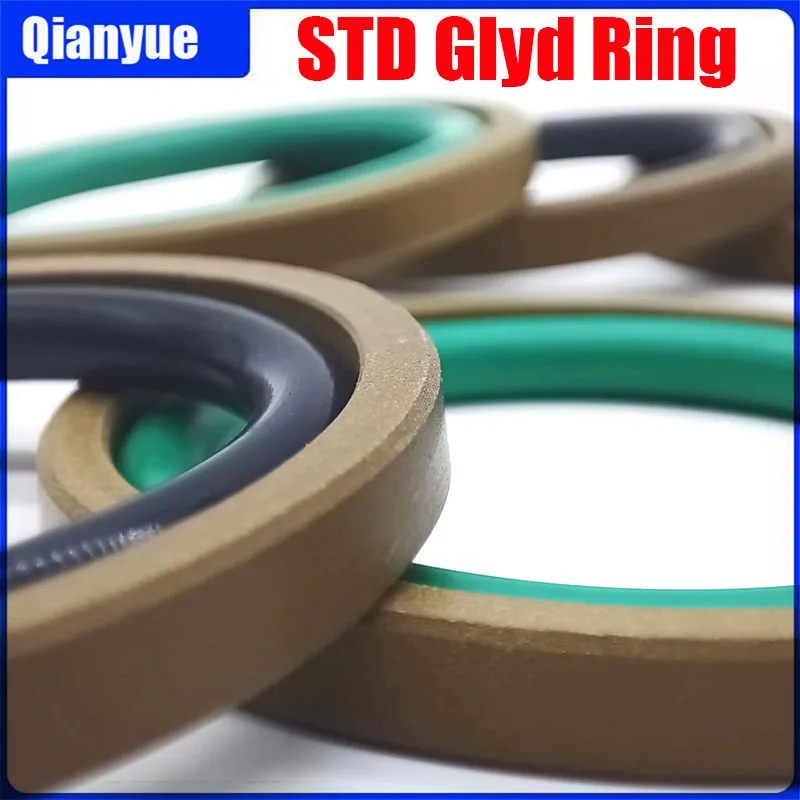 STD Glyd Ring - Double Acting Piston Seal for Hydraulic Cylinders, PTFE+NBR/FKM, High Pressure 60MPa (O-Ring Included)