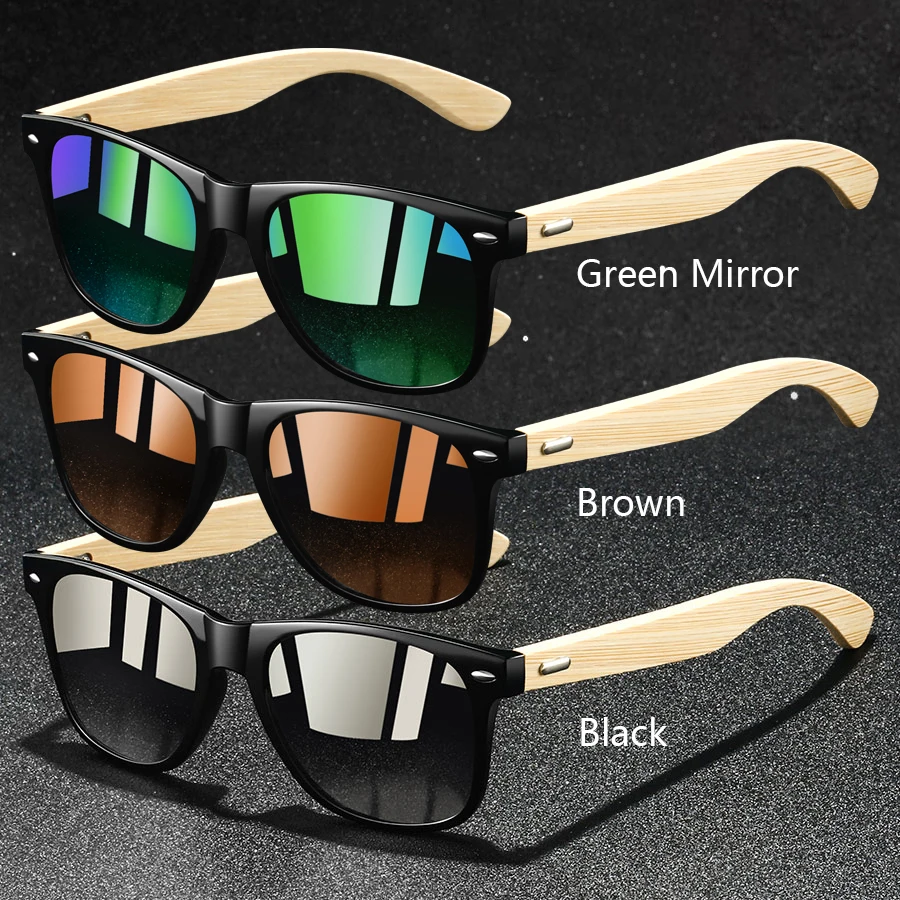 3er-Set Modische Vintage-Sonnenbrillen aus Bambusholz, Quadratisch, für Damen und Herren, Luxus-Designer-Sonnenbrillen zum Fahren und Angeln – Detail 9