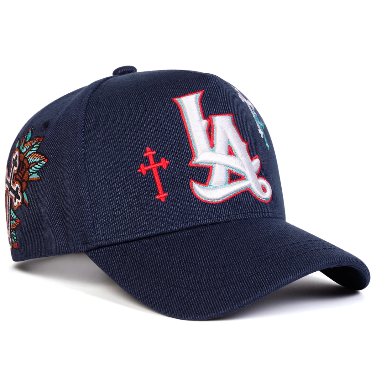 Unisex LA Letter Cross Stickerei-Baseballkappen für Frühling und Herbst, verstellbare Freizeithüte für den Außenbereich, Sonnenschutzhut, Sportkappe – Detail 5
