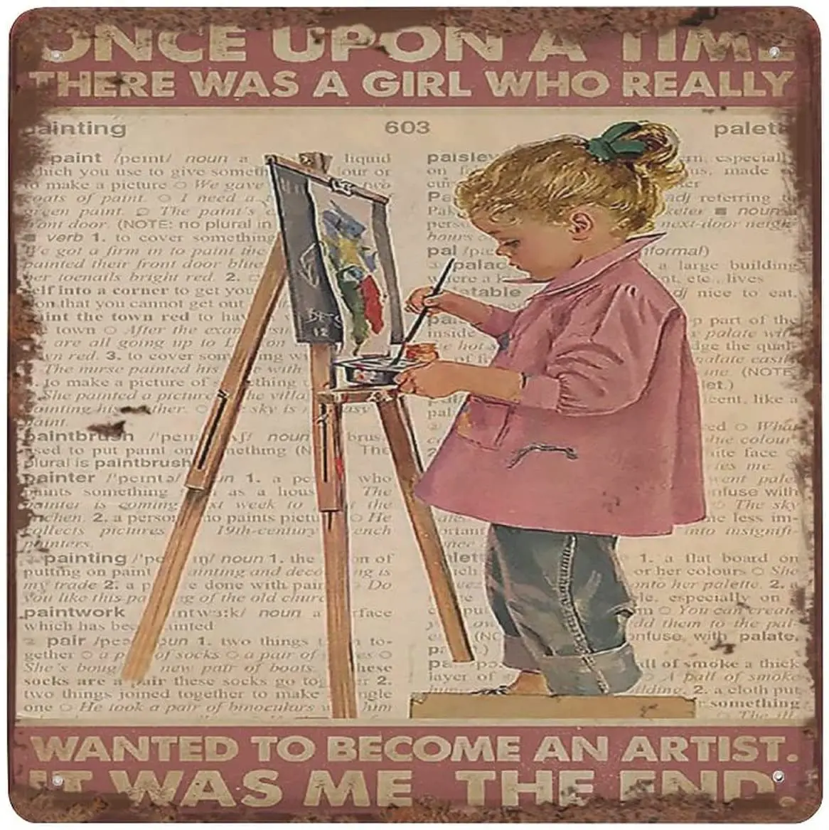 Retro Metal Aluminium Tin Sign Girl Who Really Loved Painting Artist Retro Tin Sign Artist Painting Lovers Gift Girl's Room
