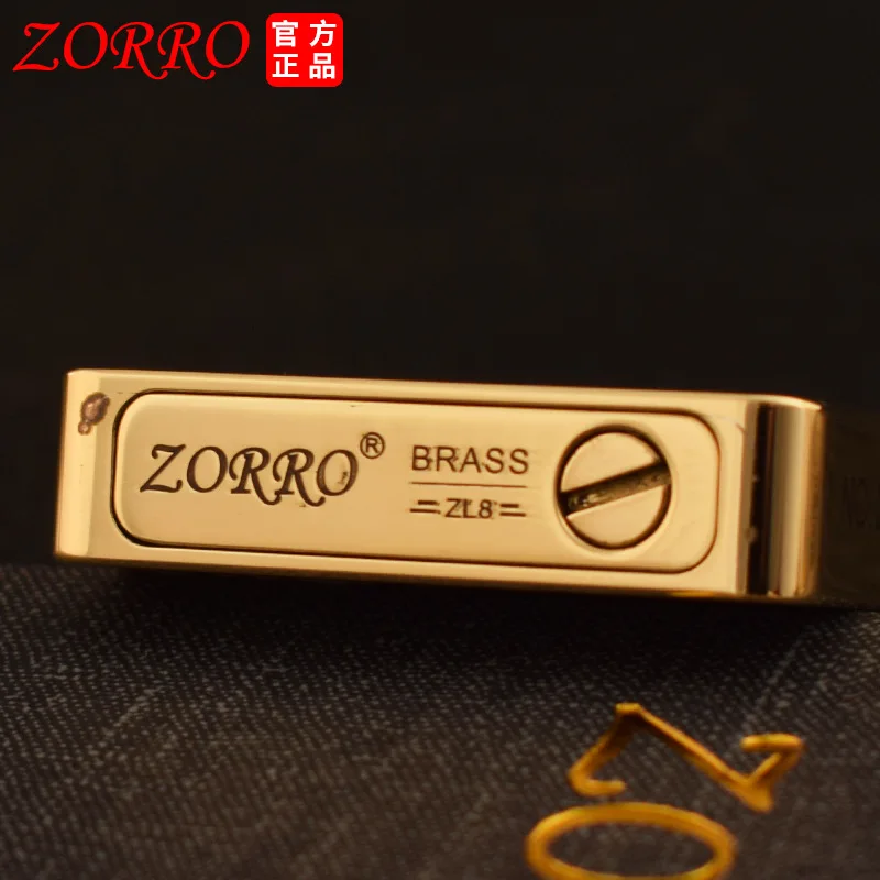 ZORRO Pure Copper Ultra Thin Kerosene Lighter Personalized Double Sided Engraving Grinding Wheel Ignition Limited Edition Gadget