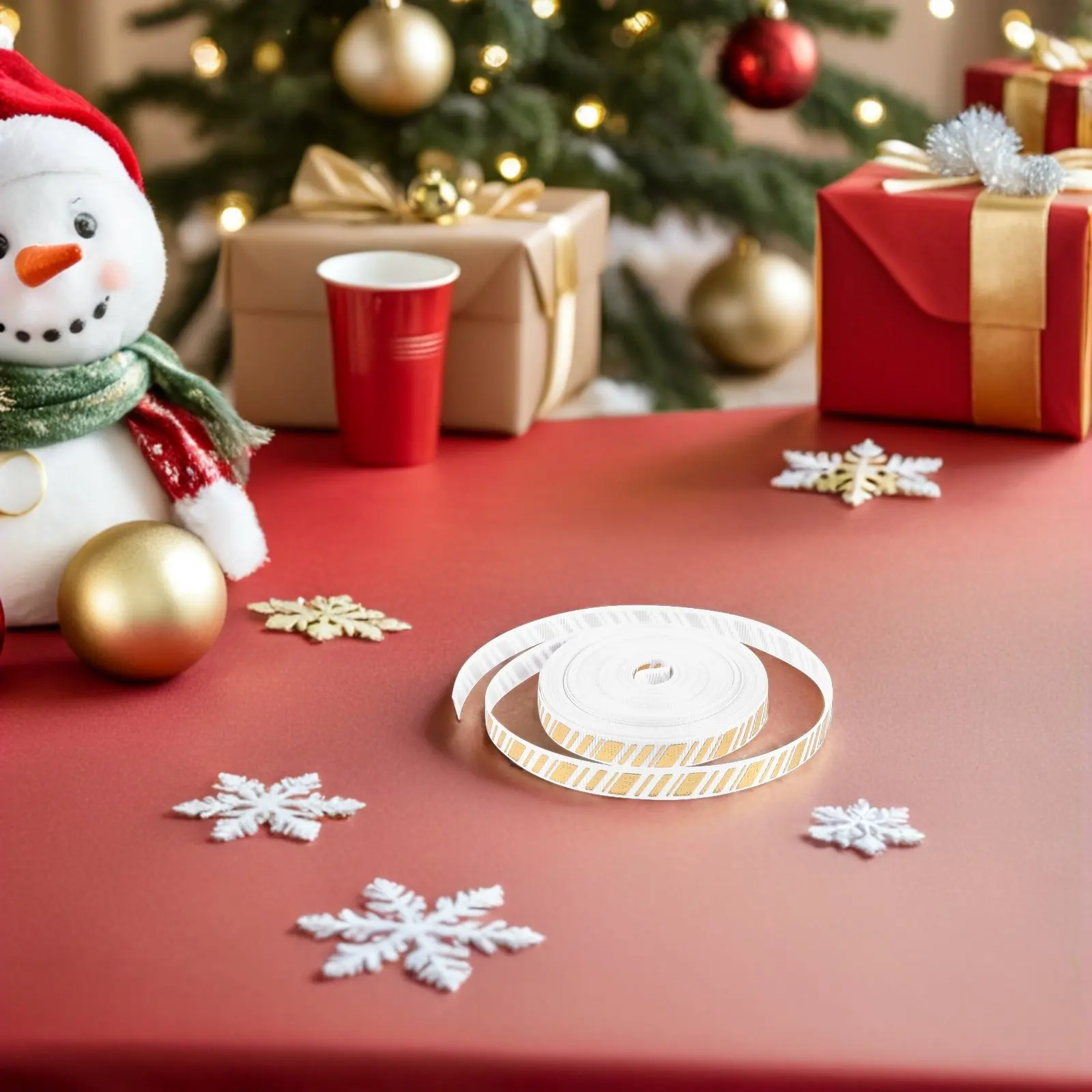 3 Rolls Christmas Ribbon Luxury Decorative Holiday Ribbon for Present Wrapping Xmas Party Decoration DIY Crafts Supplies Festive view 4