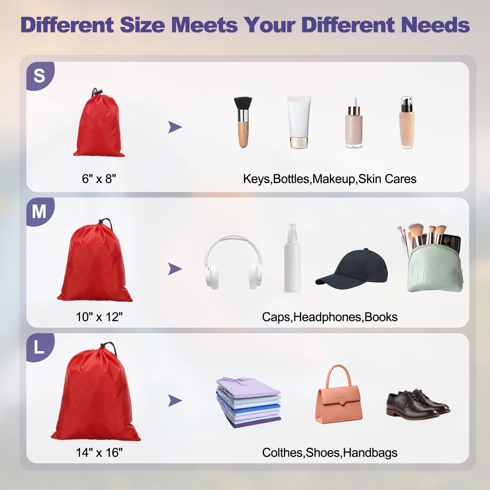 5Pcs Waterproof Drawstring Storage Pouch Multi-functional Bag Durable Shoes Underwear Travel Sport Bags Ditty Bags For Travel
