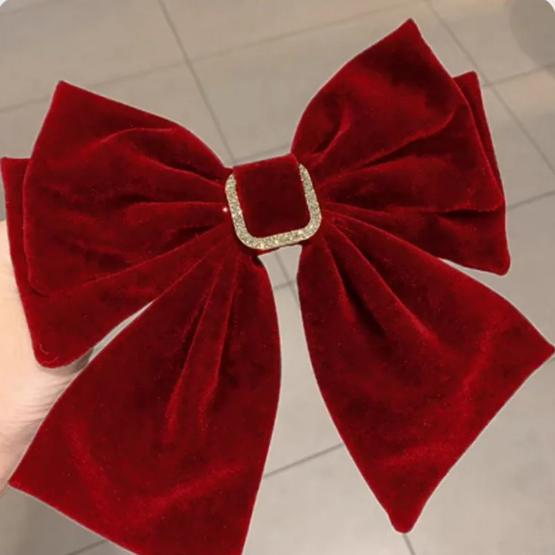 2024 New Velvet Bow Hair Clip For Women big red bowknot hairclip girls large black hair bow barettes lady hairpin accessories