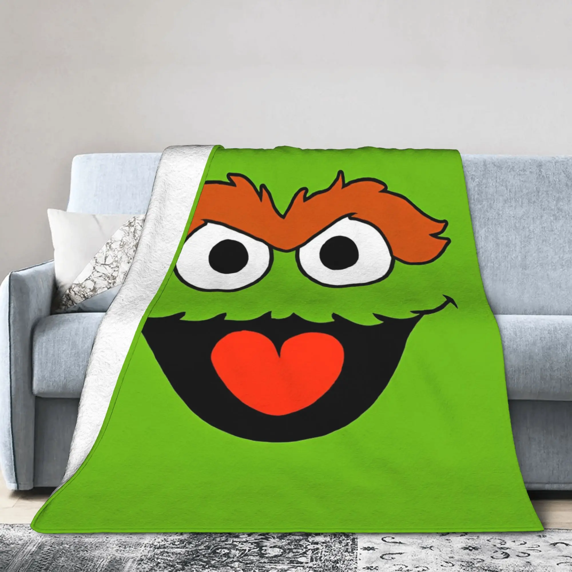 Cartoon Sesames Streets Cookie Monster Flannel Blanket  Custom Throw Blanket for Home Hotel Sofa  125*100cm Bedspread,