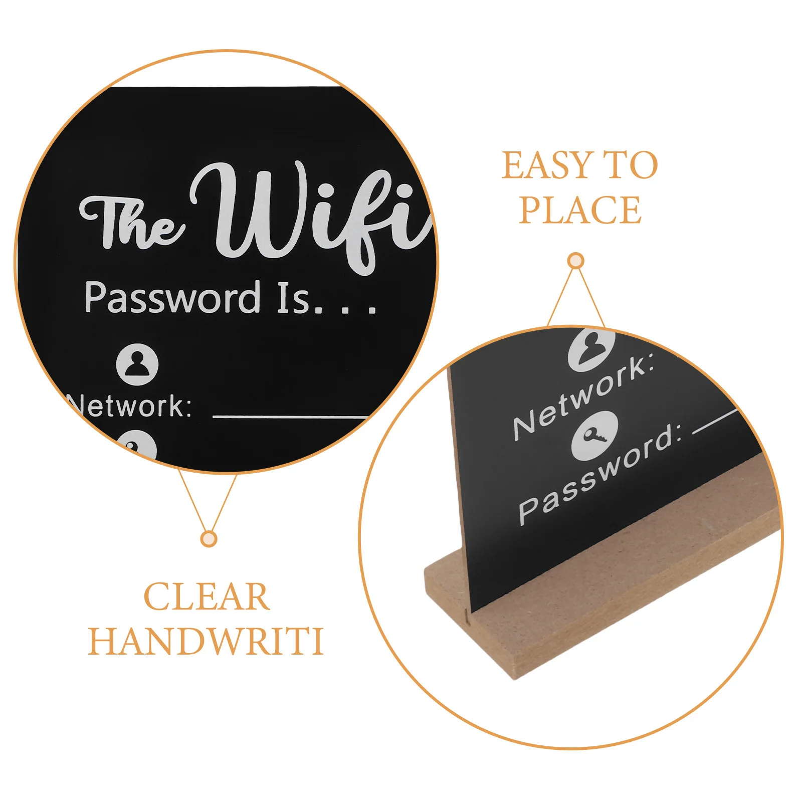 Wireless Network Signage Black Desktop Wifi Password Board With Base For Office Hotel Conference Room Vertical Tabletop