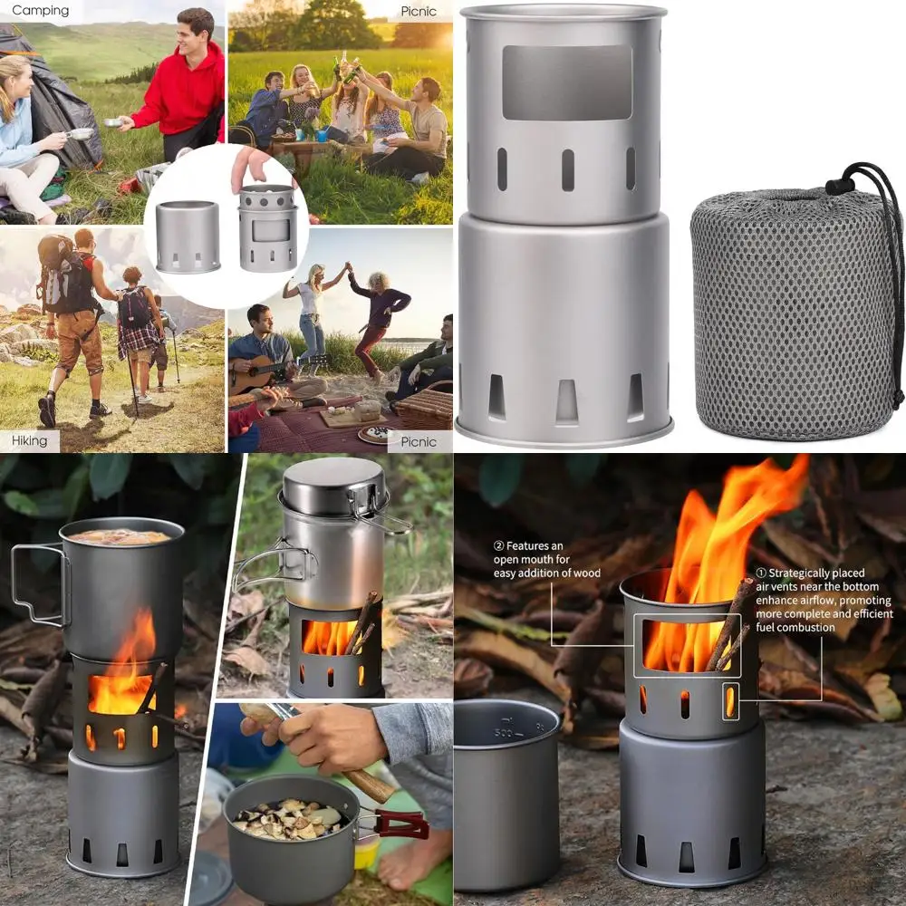 

Camping Stove Titanium Backpacking Wood Burning Stove Portable Folding Camping Wood Stove Lightweight Mini Camp Stove for Outdoo