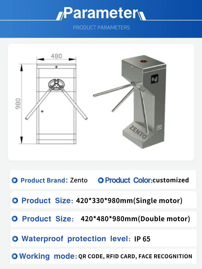 Stainless Steel Tripod Turnstile Access Control Security Gate For Factory Stadium Metro - Commercial Use (ISO Certified)