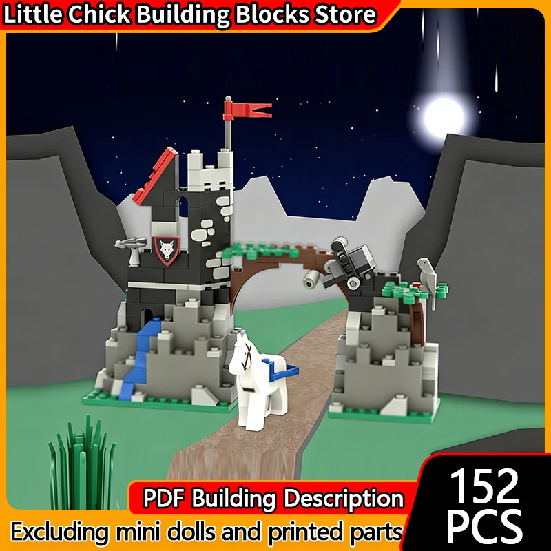 Medieval Castle Model MOC Building Bricks Fortress Mountain Pass Modular Technology Children Holiday Gifts Assemble Toys Suit