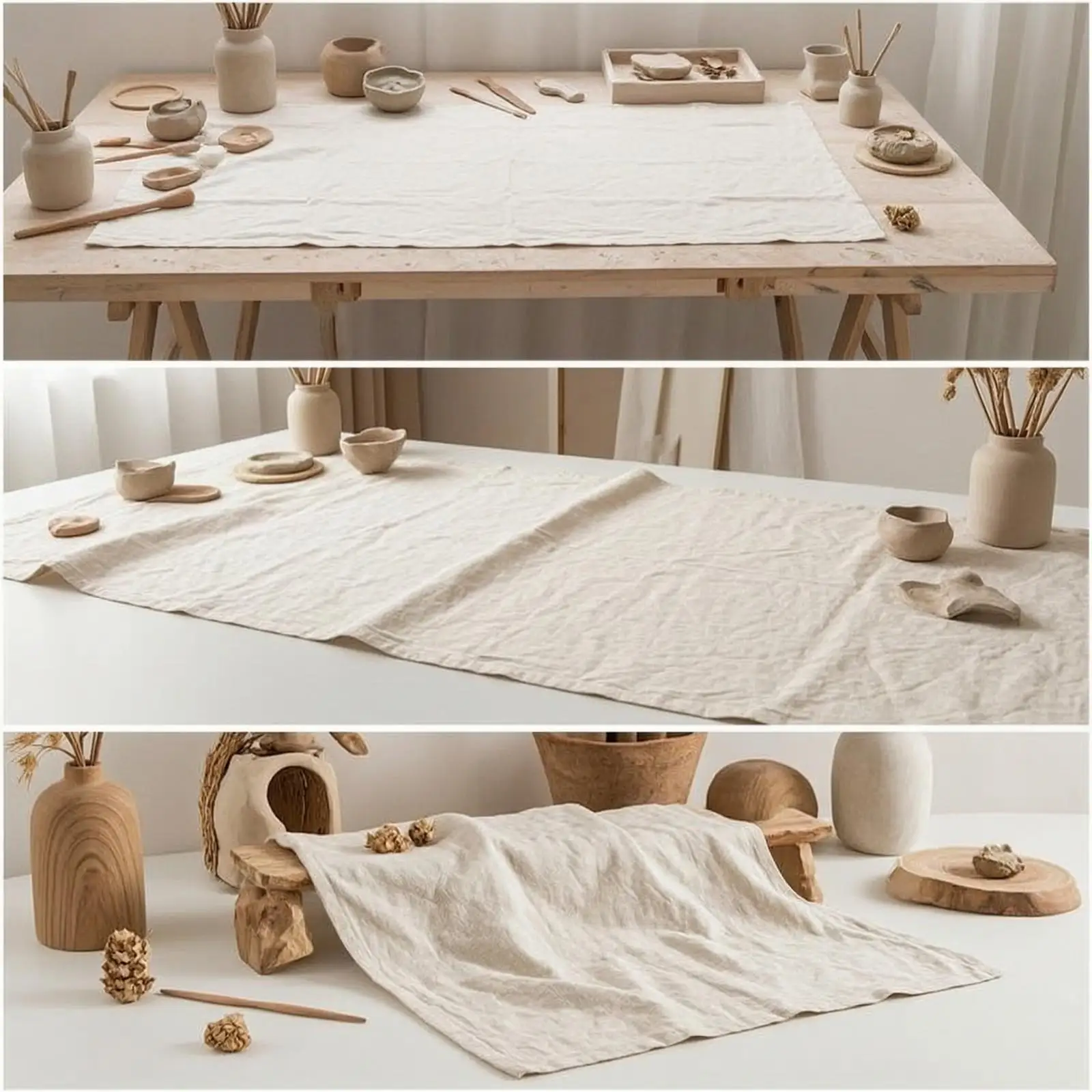 Burlap Pottery Fabric for Clay Projects Textured Linen Weave Mat for Rolling Out Clay and Protecting Tables for Ceramic Crafts