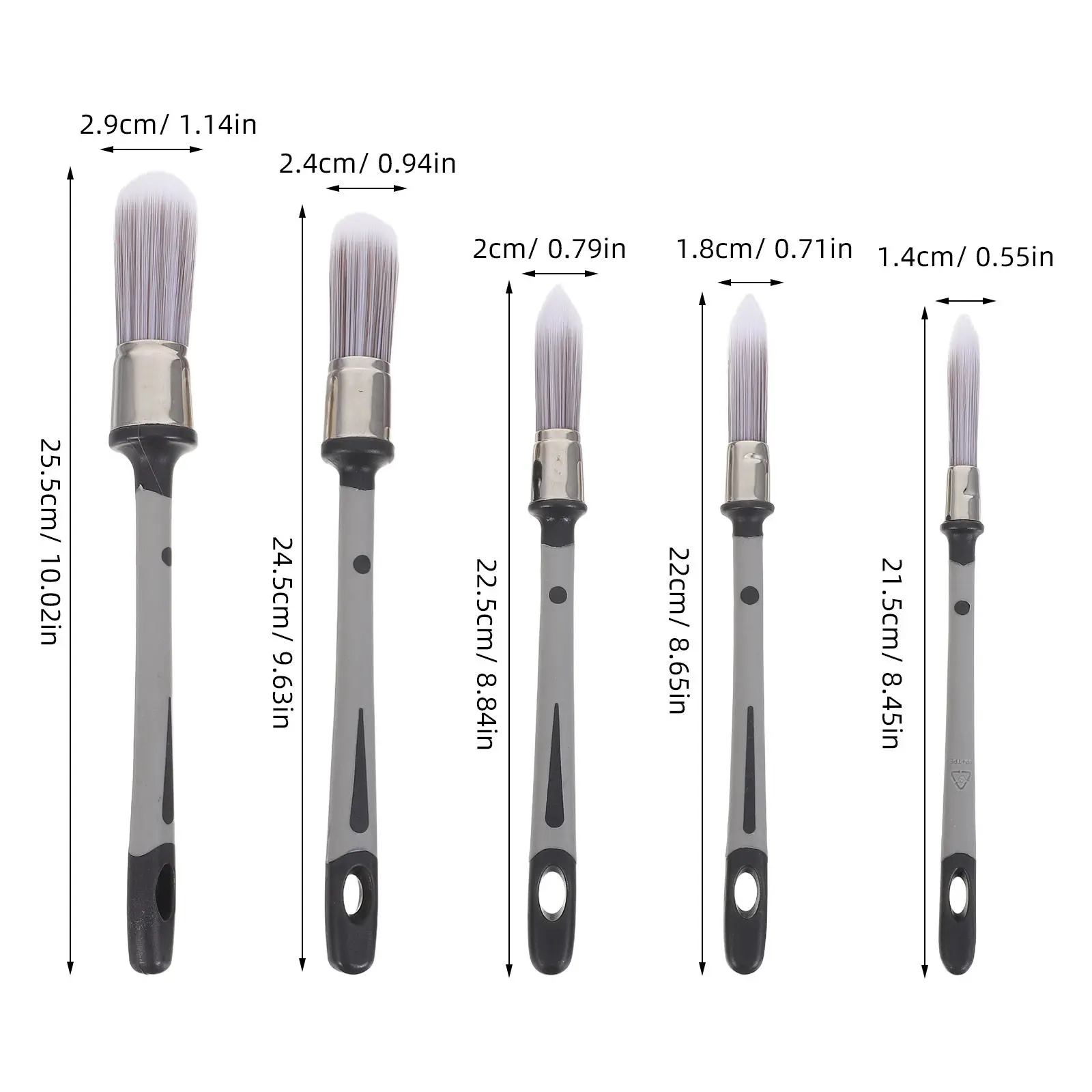 5Pcs Detail Brush Set Precision Paint Brushes Round Pointed Tips for Skirting Baseboards Wall Corners Grout Touch Up Furniture