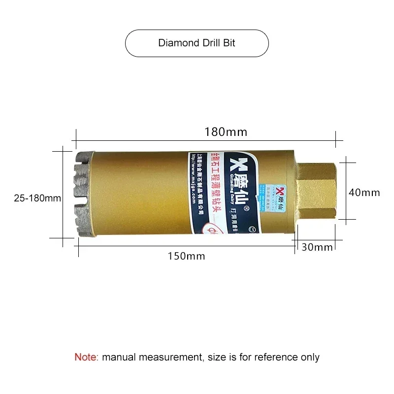 Diamond Core Drill Bits Reinforced Concrete Marble Air Conditioning Drilling M22 Interface Crown-style Cutter Heads 180MM Length