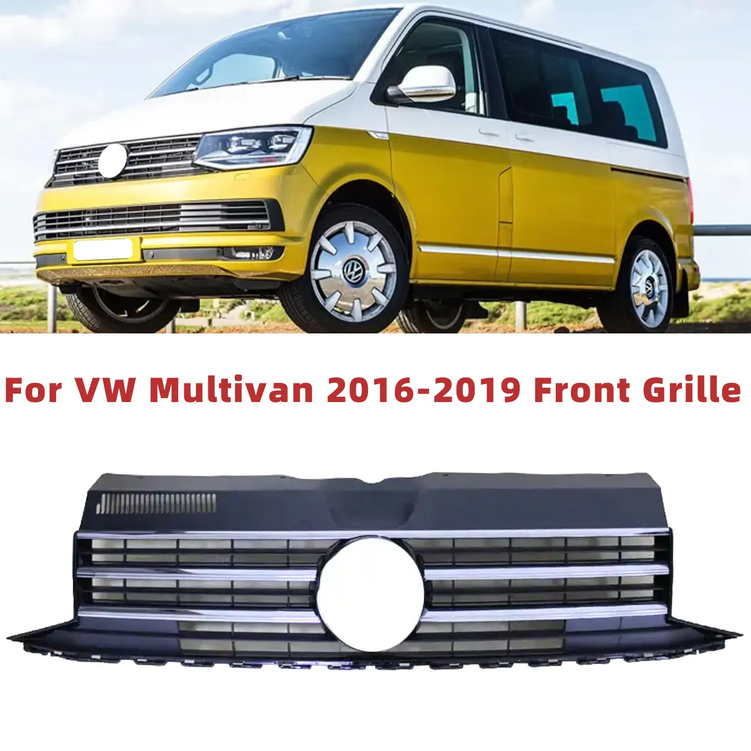 Передняя верхняя решетка автомобиля, центральная решетка, решетка радиатора для VW Transporter Multivan T6 Campmob 2016-2019 7E5853651C/653C