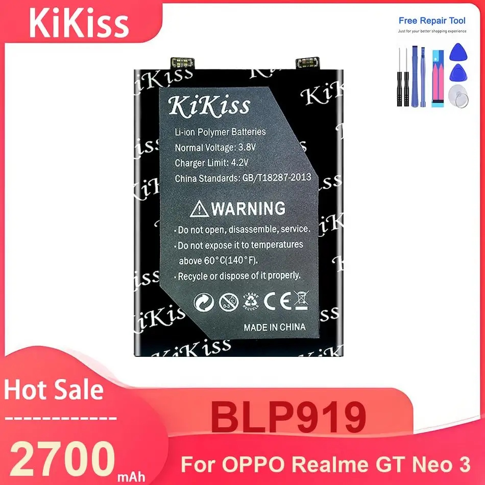 

Аккумулятор для мобильного телефона KiKiss для OPPO Realme GT Neo 3, BLP919, 2700 мАч