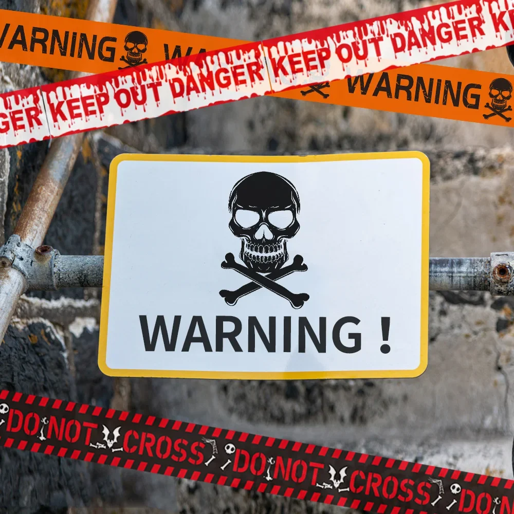 6mx8cm Halloween Ribbon Warning Tape Sign Halloween Props Danger Warning Line New Isolation Belt Sign Party Outdoor Garden Decor