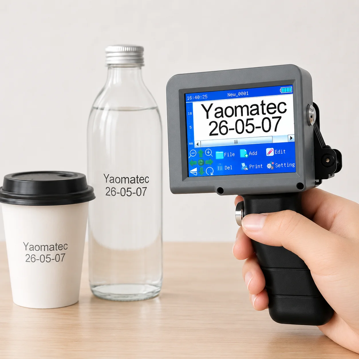 Yaomatec 12.7mm Portable Handheld Inkjet Printer for Expiry Date Batch Number QR Code Printing for  Plastic Bottles