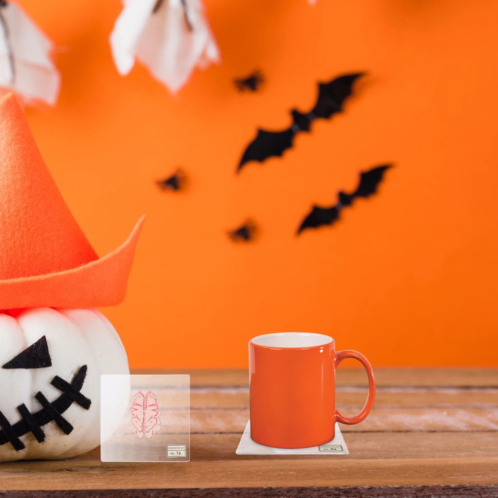 

10pcs Acrylic Coasters Table Mats Blood Spatter Brain Halloween Drink Coasters For Party Decor Dining Table Mat