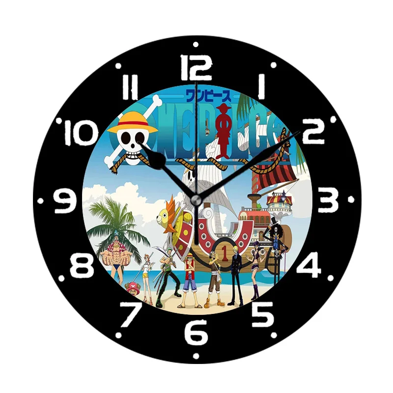 Cool Anime One Piece Poster Wall Clock Watch Big Modern Chopper Luffy Round Wall Clock Art for Living Room Bedroom 14inch Gift