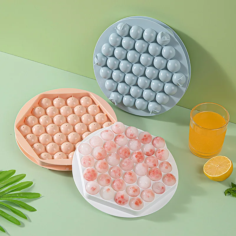 Round 37 Cavity Honeycomb Ice Cube Maker Reusable Trays Ice Cube Mold Whiskey Ball Popsicle Ice Cube Tray Box with Removable Lid