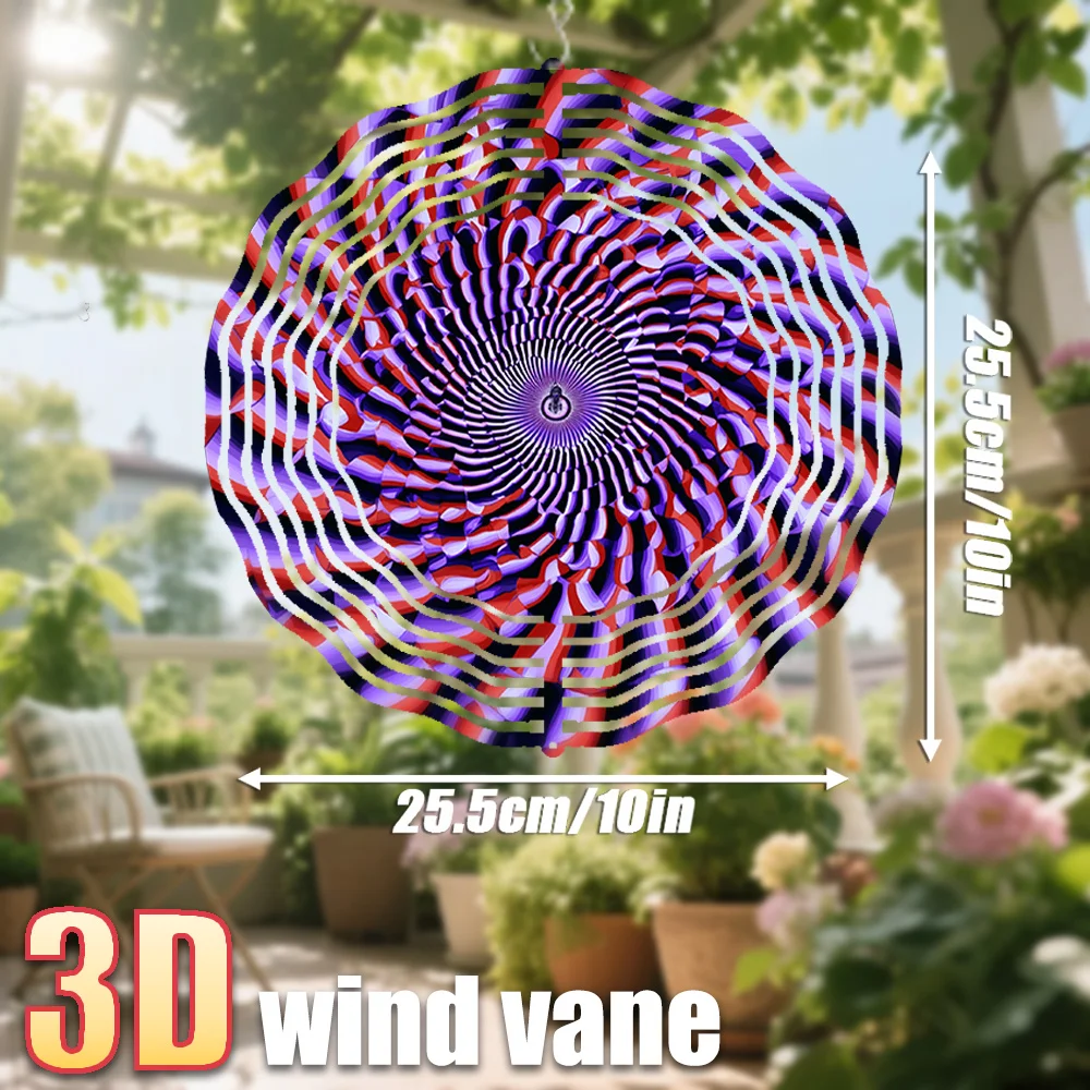 CIFbuy 3D Abstract Spiral Art Wind Chime 360° DIY Creative Wind Spinner with Rotating Hook for Front Door Porch Decoration