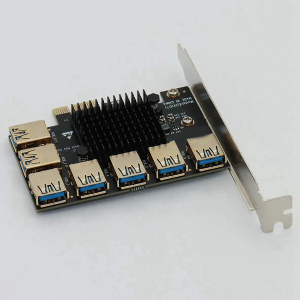 Tarjeta adaptadora PCIE 1 a 7, tarjeta elevadora PCI Express, ranura PCI-E 1X a 16x, extensor elevador USB 3,0 para minería de tarjetas de Video