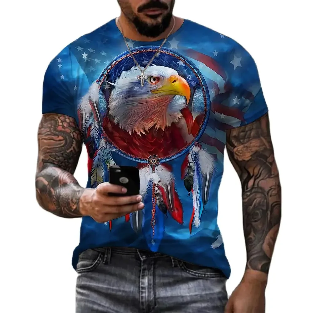 Soaring Eagle 3D Print Men's T Shirt Animal Graphic Streetwear Summer Oversized Tee