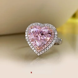 5 Carat Artificial Love Cherry Blossom Pink Diamond Ring 925 Sterling Silver Imported High Carbon  Ice Cut Explosive 85