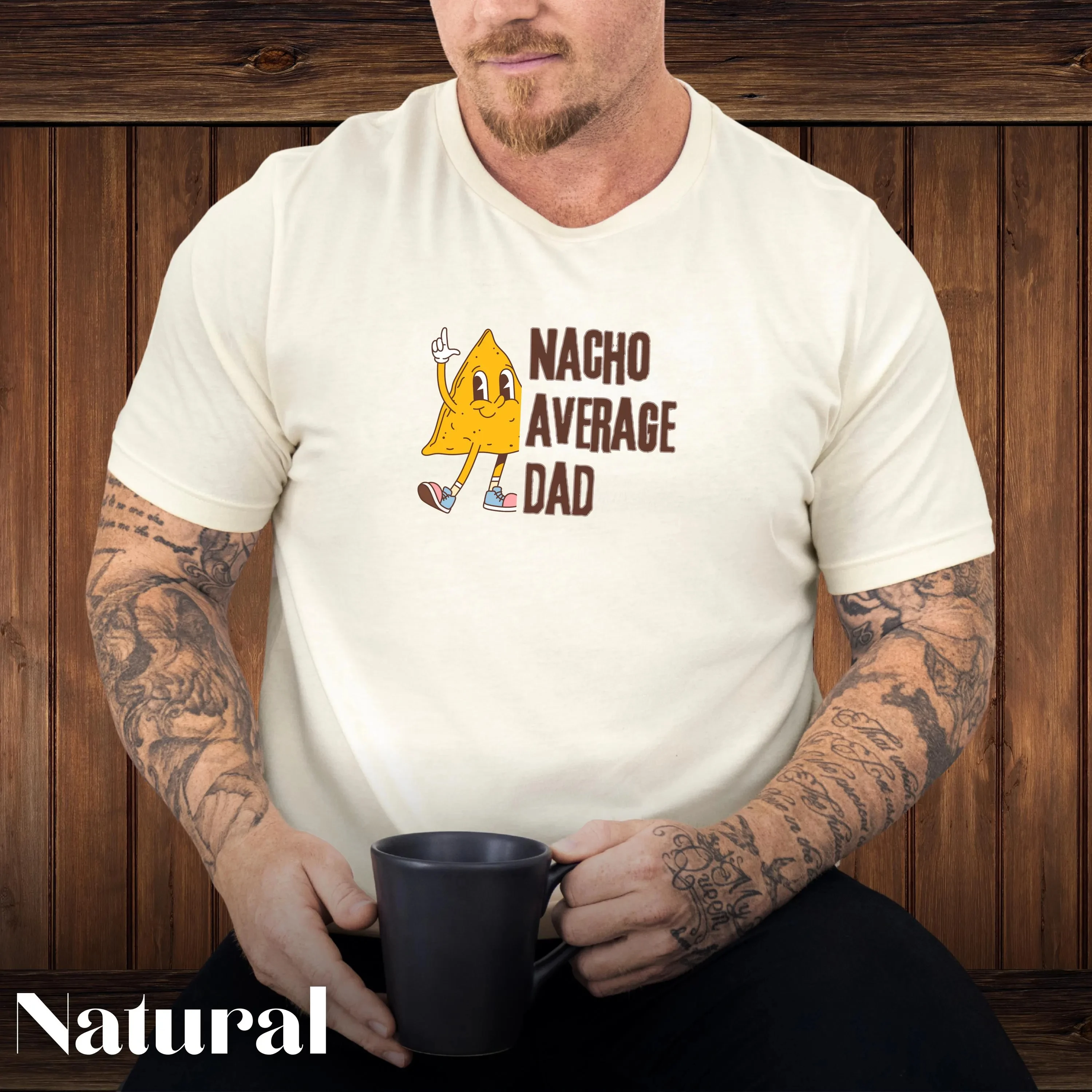 Funny Dad Shirt, Nacho Average Dad, Cool Dad Tee, Father's Day Gift, Custom New Dad Shirt Round Neck Short Sleeve T-shirt Top