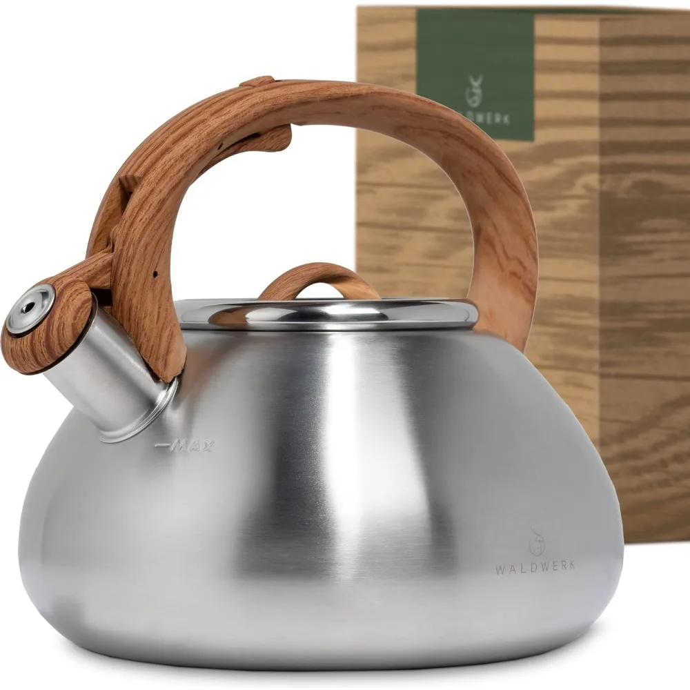 

Stainless Steel Whistling Tea Kettle, 2.4 Quart Stovetop Pot for Induction Gas Electric Cooktops