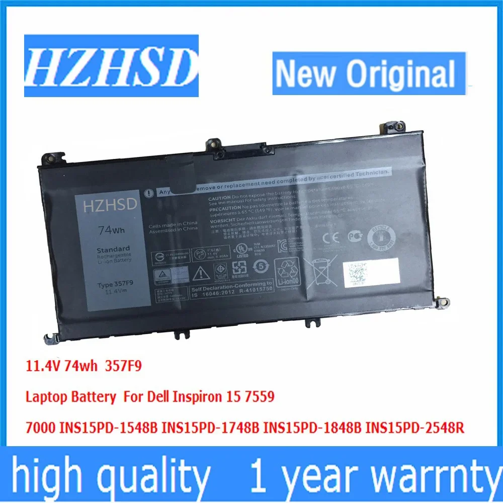 357F9 11.4V 74WH Original Laptop Battery For Dell Inspiron 15 7559 7000 7557 7567 7566 5576 5577 P57F P65F INS15PD-1548B 1848B