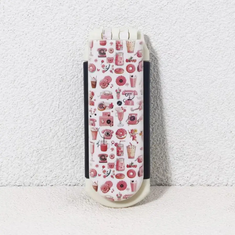 1pc portable folding comb with mirror and snack and beverage pattern design, air cushion combing brush,Special for real hair wig