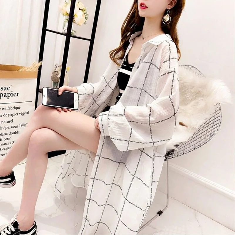 2023 nowa wiosenna i letnia moda na co dzień prosta w paski luźne koszula damska przeciwsłoneczne z długi jednorzędowy rękawami