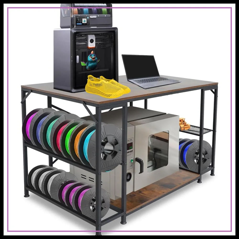

Upgraded 2-Tier 3D Printer Stand with Filament Storage Rack, Under Desk Table for Home Office Workshop