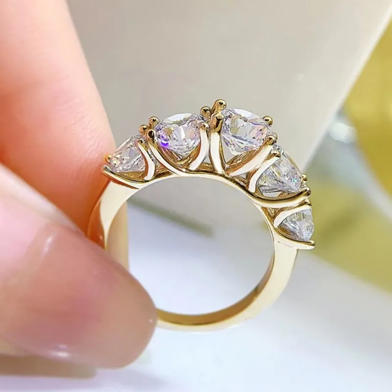 IOGOU luksusowe 3.6CTTW wszystkie obrączki Moissanite 5 kamień musujące diamentowe obrączki zaręczynowe 925 srebro biżuteria dla kobiet