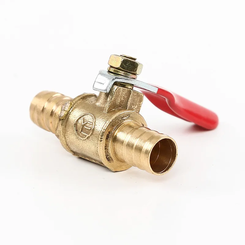 6mm 8mm 10mm 12mm red handle small Valve Hose Barb Inline Brass Water Oil Air Gas Fuel Line Shutoff Ball Valve Pipe Fittings