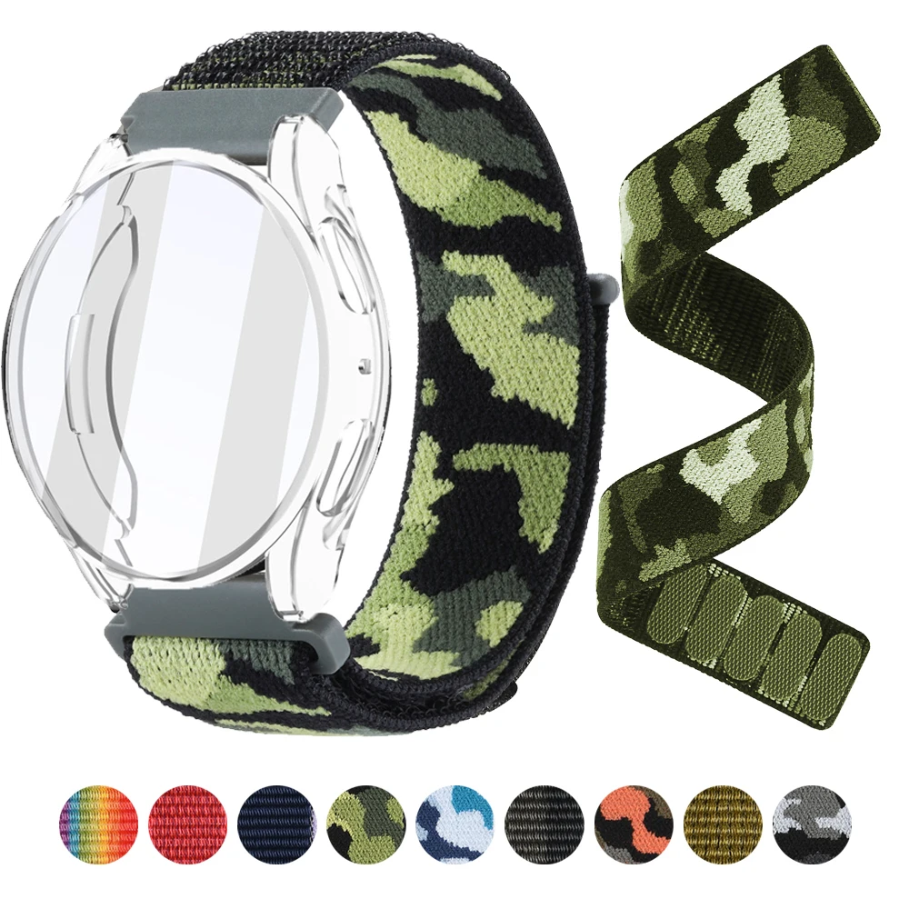 Case+Camouflage Nylon Strap For Samsung Galaxy Watch 7 6 5 4 40mm 44mm Sport Band 20mm Nylon Bracelet Correa For Galaxy 7 6 5 4