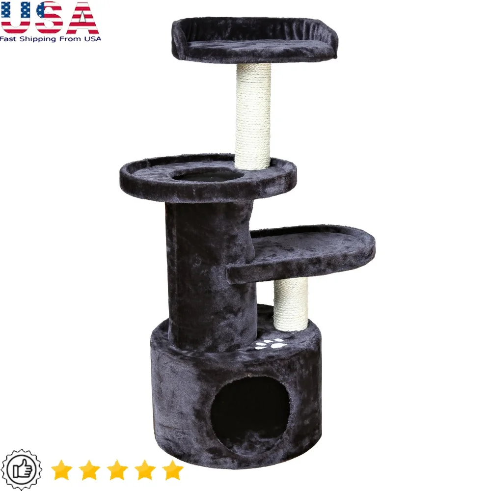 

Multi-Level Cat Tree with Scratching Posts Condo and Plush Platforms Climbing Scratching Playing and Napping 41.3 Inches