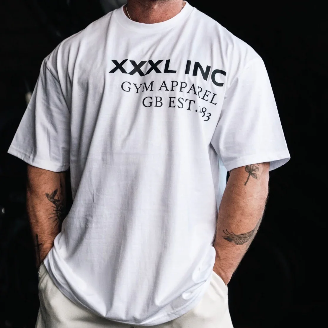 Off-Set XXXL Logo Oversized Base T-Shirt mit Grafikdruck aus Baumwolle – Bodybuilding, Workout, Freizeit, Fitness, Streetwear Oberteile – Detail 3