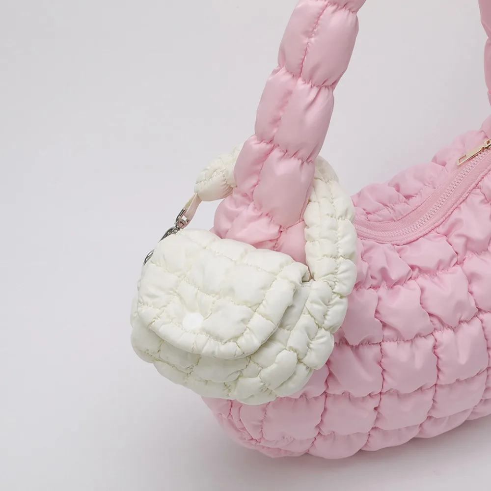 

Cute Solid Color Cloud Pleated Coin Purse Mini Handbag Sling Bag Pendant Hanging Quilted Purse Girls/Female