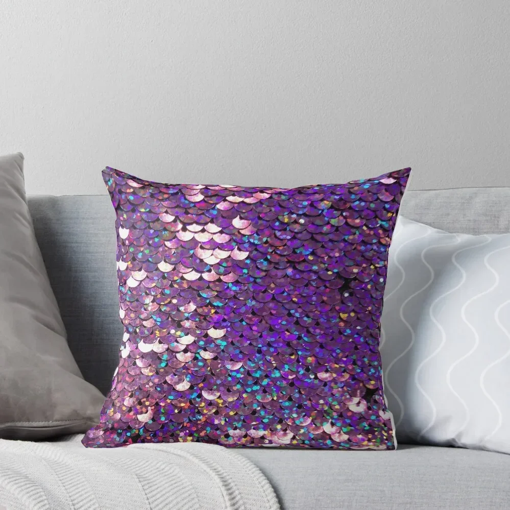 Photographic Image of Brilliant Purple (Photo of Sequins Only - Not Reflective) Throw Pillow Cusions Cover Pillow