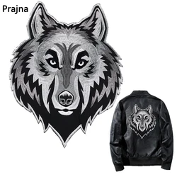 Grande ricamo Patch lupo animale Patch ferro sulle toppe per abbigliamento fai da te Punk Back Patch sui vestiti Jeans giacca cucire Applique