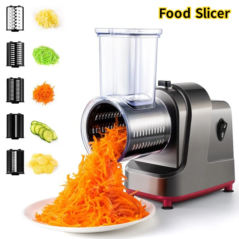 Electric Food Processor for Vegetable Slicer, Shredder, Potato Cutter & Cheese Grater Including 5 Blades for Home & Commercial