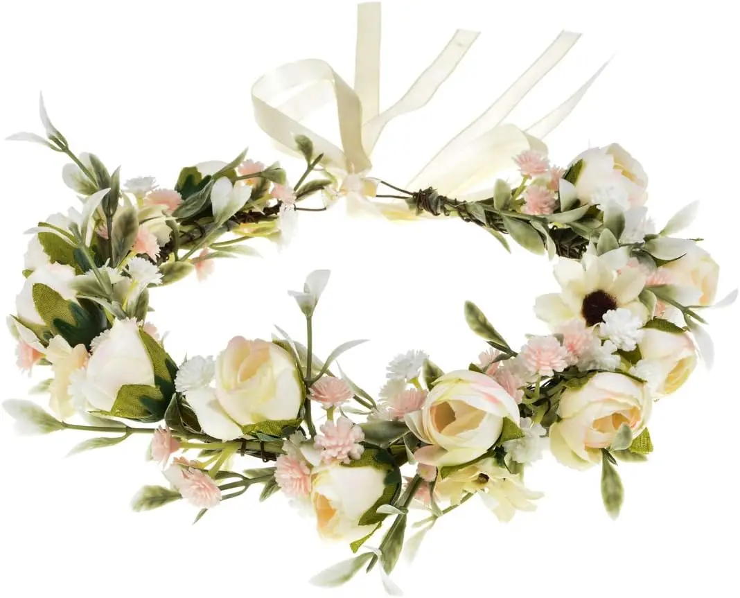 

Floral Camellia Flower Crown Rose Headpiece Wedding Bridal Halo Maternity Photo Props