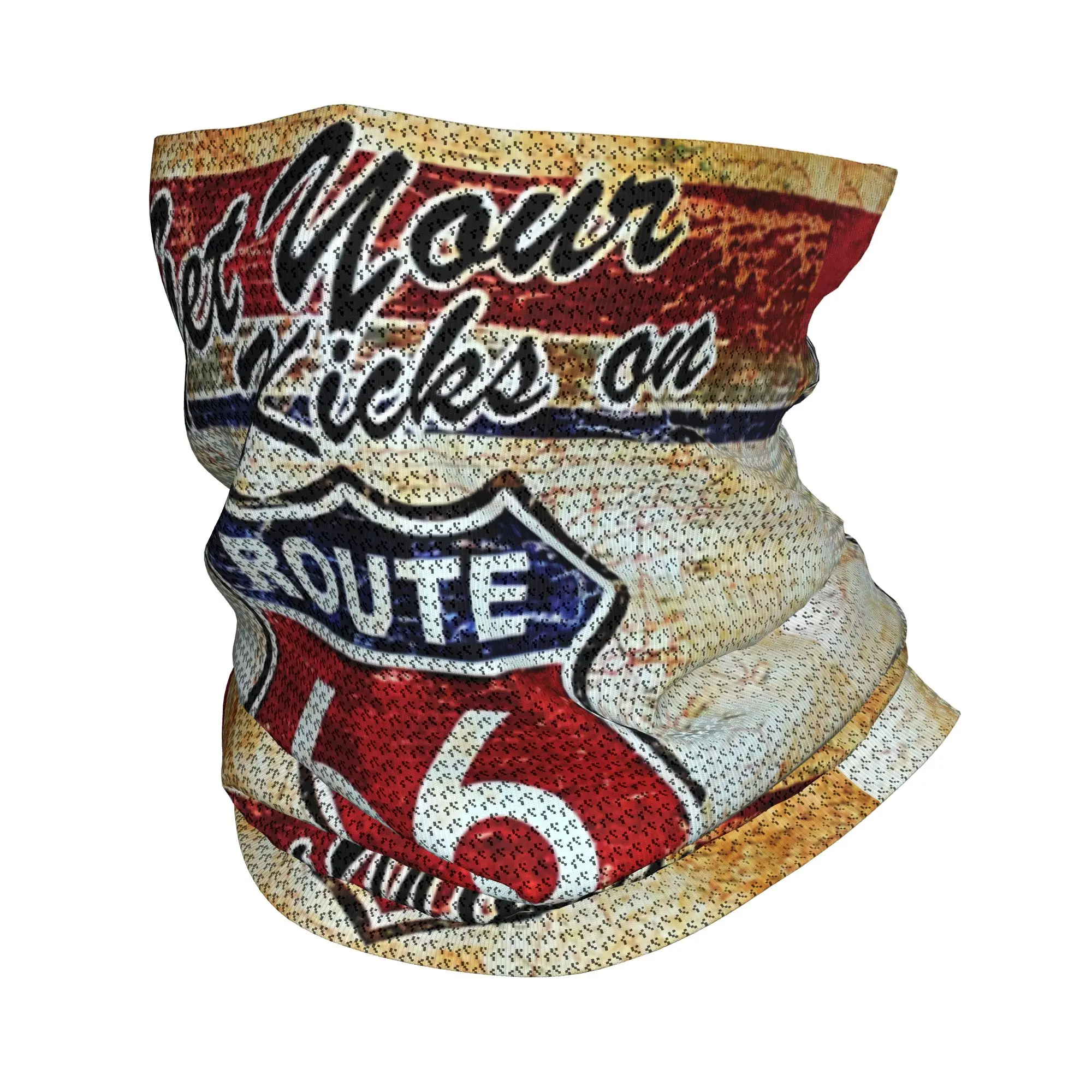 Custom Vintage Route 66 Winter Headband Neck Warmer Women Men Ski Hunting Tube Scarf American Road Face Bandana Gaiter