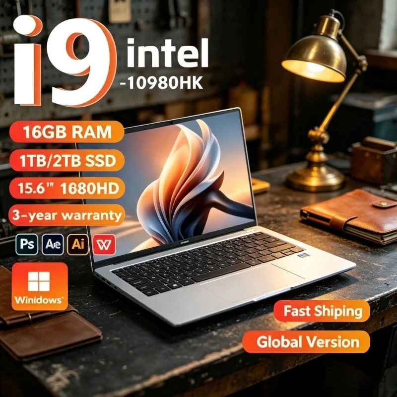 Light Portable 15.6 Inch Laptop Intel I9 10980HK 120Hz FHD IPS Screen 32GB Large RAM 2TB SSD Long Durable Battery Notebook PC